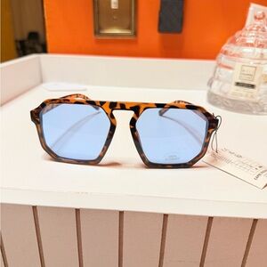 Tortoise Shell Sunglasses with Blue Lenses